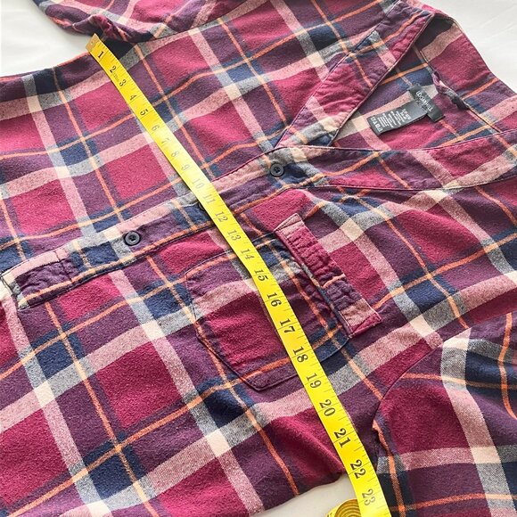 Logan Hill | 100% Cotton Long Sleeve Burgundy/Navy Plaid Sleepshirt | Size M - Picture 6 of 9
